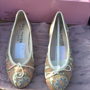 Paul Mayer Mint Green Glitter Ballet Flats with Bow